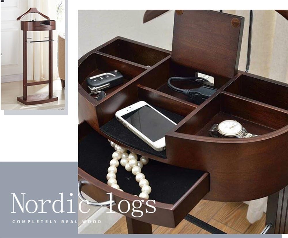 Suit Stands Butler Clothing Racks Wood Suit Valet Stand Clothes Rack with Base Floor Standing Suit Hanger Rack with