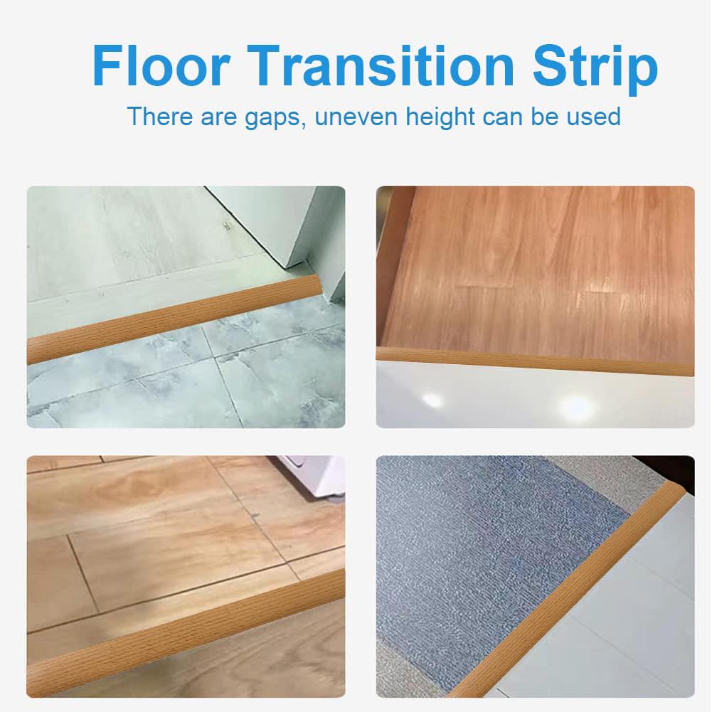 Floor Transition Strip 2"/6.6FT Threshold Strip Vinyl Floor Trim Brown