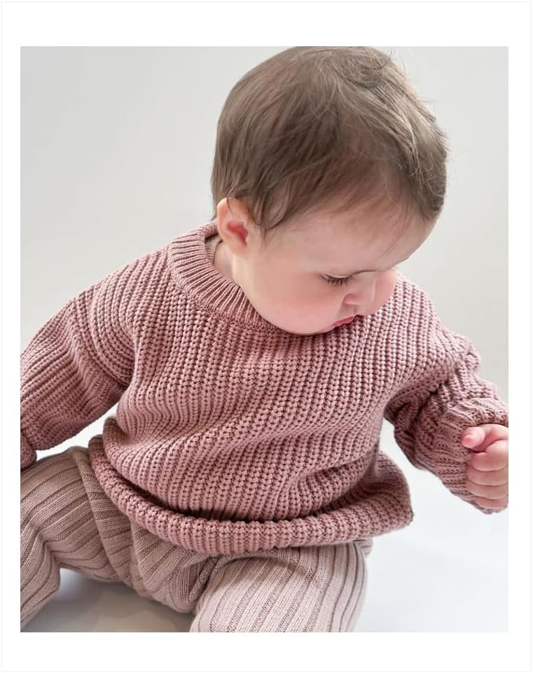 Baby Pullover Sweater Girl Boy Unisex Knit Blouse Sweatshirt Solid Long Sleeve Top Clothes