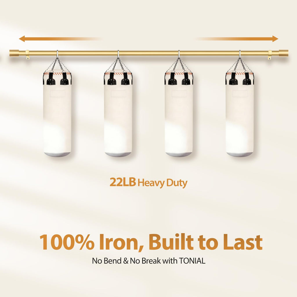 Gold Curtain Rod for Windows, 32 to 115 Inch, Modern Cap Finials