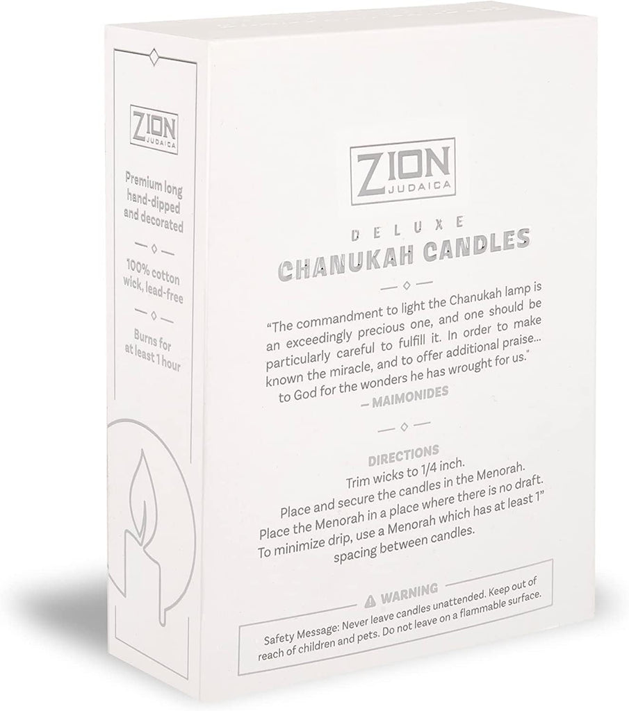 Dripless Hanukkah Candles Set - 45 Multi Tone Blue and White Ombre Spiral Candle Includes a DIY Dreidel, Prayer Card - Set of 45