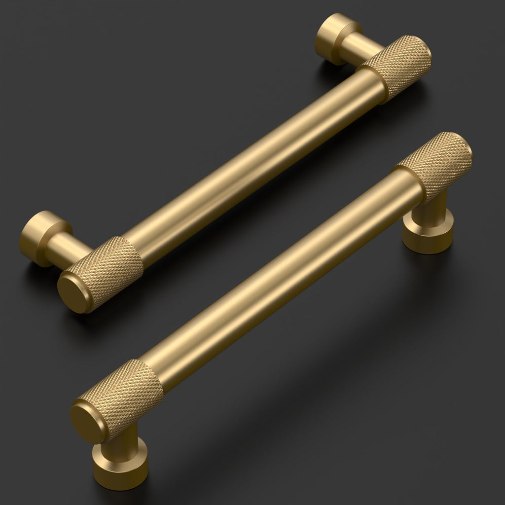 10 Pack Champagne Bronze Knurled Cabinet Pulls 5 Inch(128mm) Hole Center Kitchen Cabinet Handles Drawer Pulls Cabinet