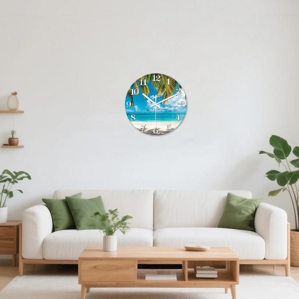 Large Beach Wall Clock Battery Operated 24 Inch Silent