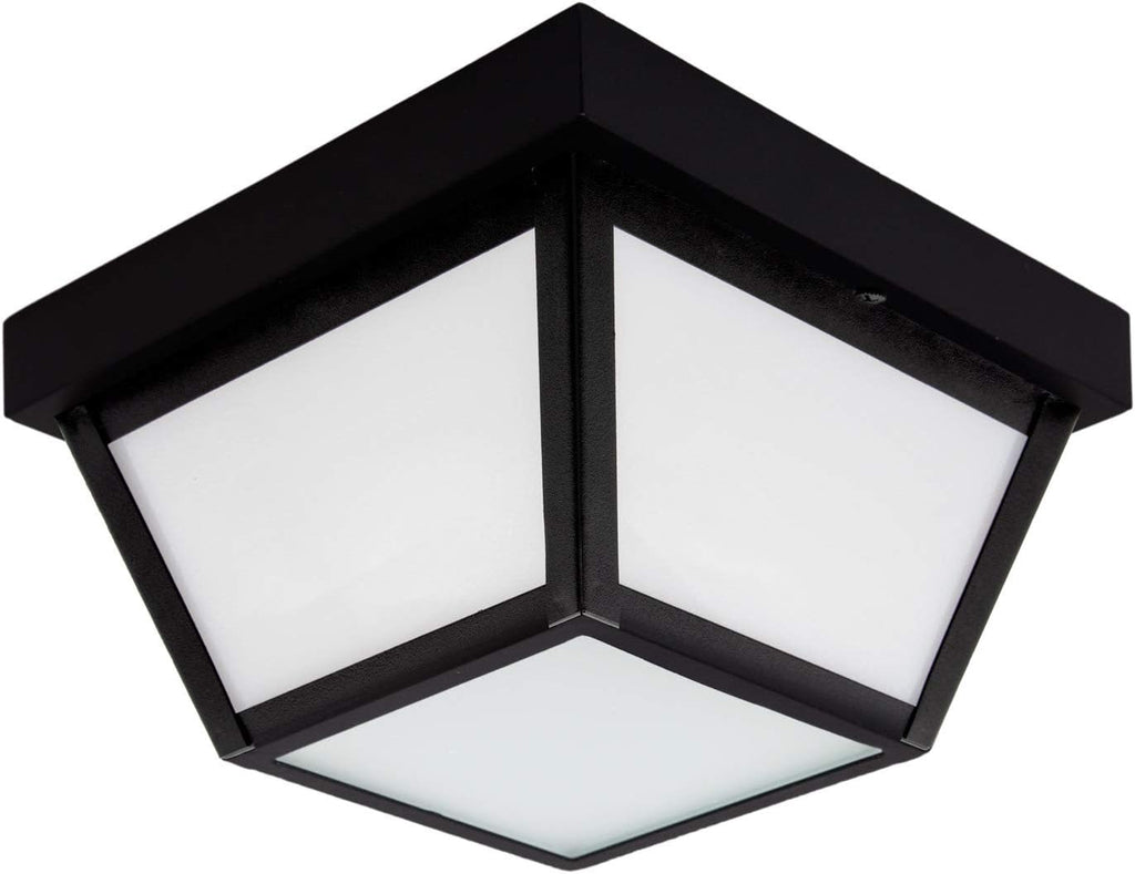 9" Black LED Outdoor Porch Ceiling Light Fixture, 1000 Lumens 3000K | Frosted Lens, 3000K Warm White, Wet Rated