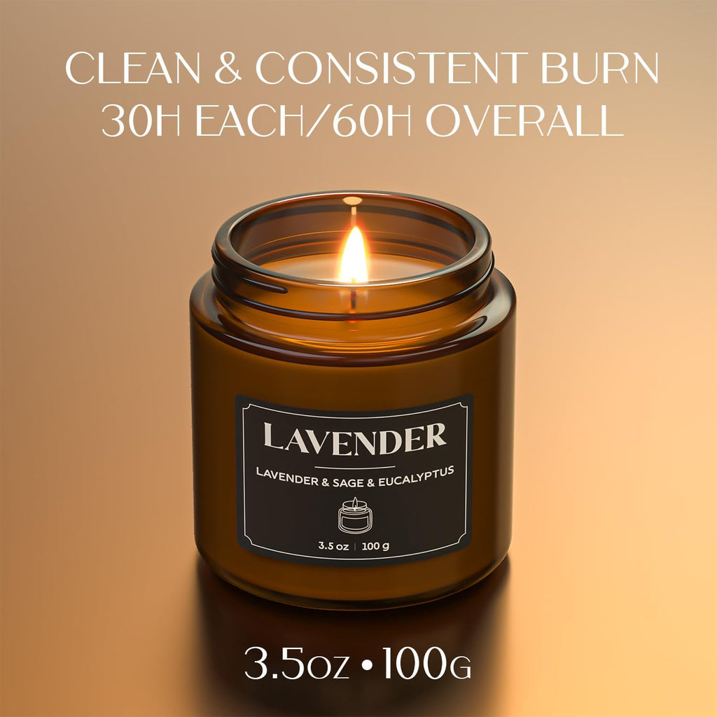 Scented Candles Gift Set, Stress Relief Candles, Premium Soy Candle Set, Candles for Women and Men (Black & White, 7 - Set of 2