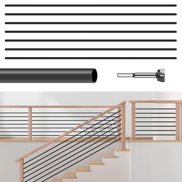 7 Pack 9.8 FT x 5/8 inch Iron Horizontal Balusters for Stair Indoor