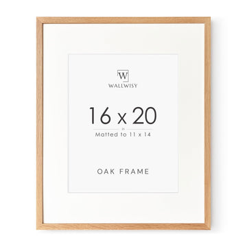 16x20 Picture Frame, Solid Oak Wood 16x20 Frames with Mat to 11x14