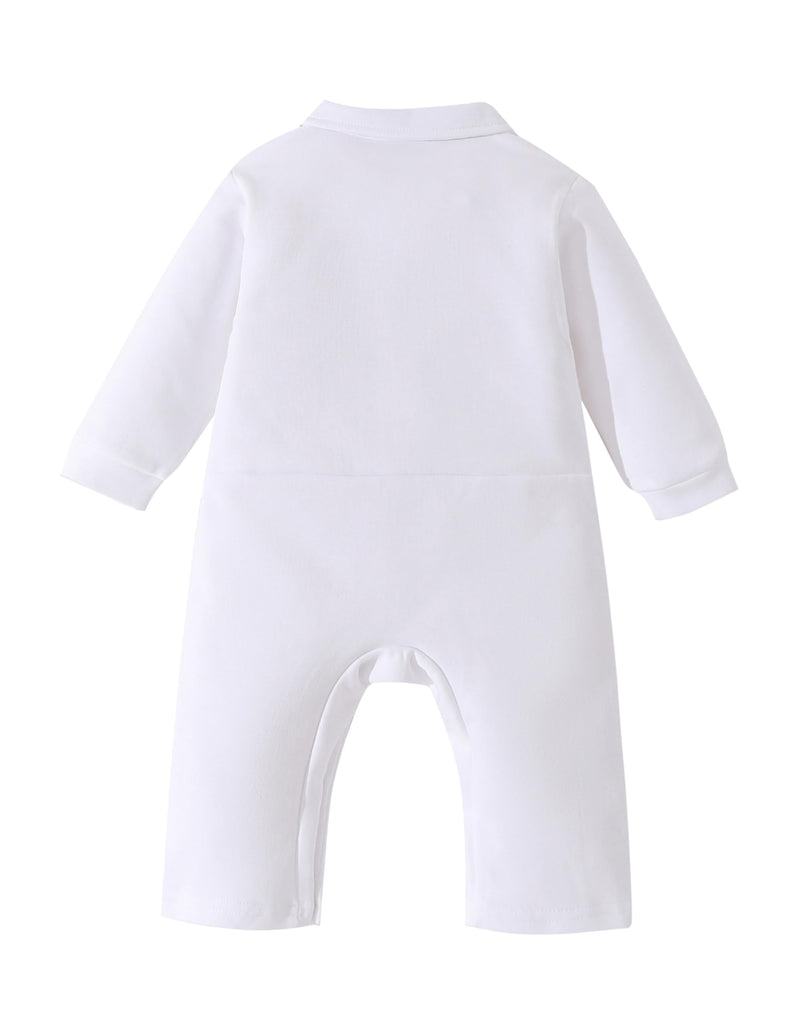 Baby Boy Clothes Suits Infant Gentleman Collared Dress With Bowtie Tuxedo Onesie Dressy Outfit(7089W, )
