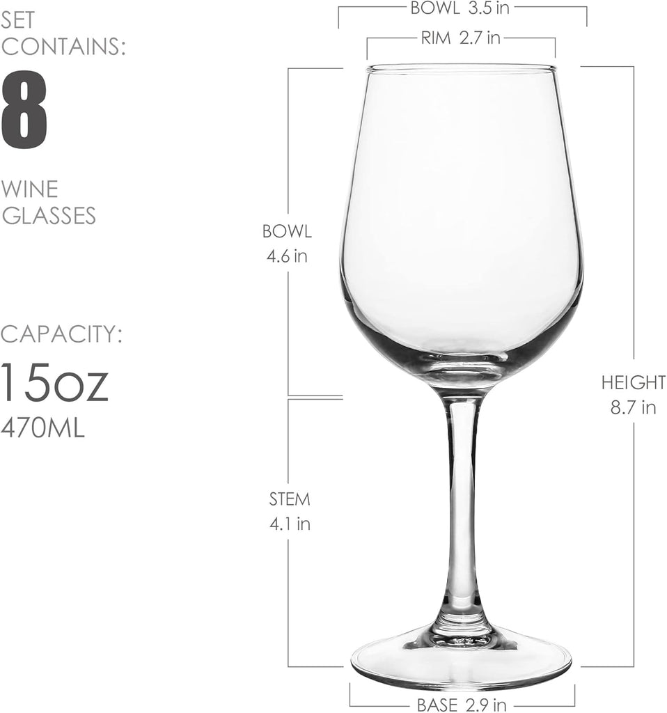 Fully Tempered Wine Glasses, Shock Resistant Wine Glass Set for Red or White Wine, Dishwasher Safe Stem Glasses for