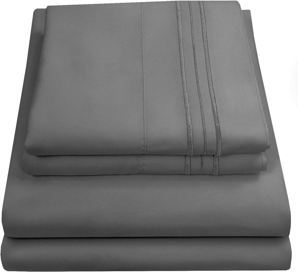 King Sheets - Breathable Luxury Bed Sheets with Full Elastic & Secure Corner Straps Built In - 1800 Supreme