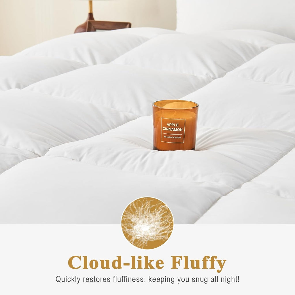Feather Down Comforter Queen, Luxury Extra-Fluffy Duvet Insert