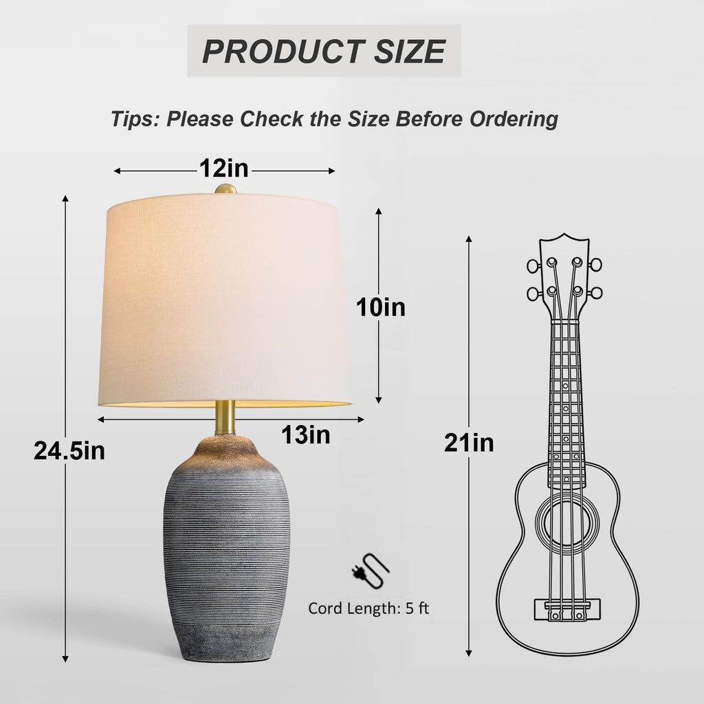 24.5" Ceramic Rustic Lamp with Pre-Attached Shade