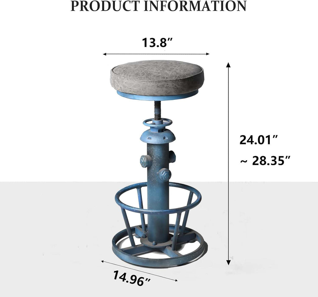 Antique Industrial Round Bottom Adjustable Height Cafe Coffee Retro Vintage Stylish Water Pipe Design Pub Kitchen Bar