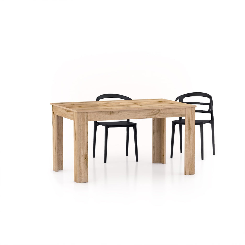Easy, Extendable Dining Table, 55, 1(86, 6) x35, 4 in, Rustic Oak, for 6-8 People, Expandable Dining Table, Italian