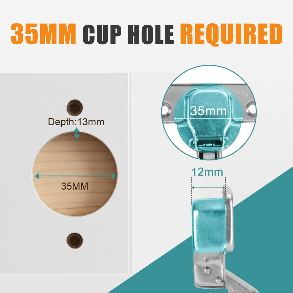 Soft Close Hinges for Frameless Cabinets, 110° Half Overlay, 10 Pack