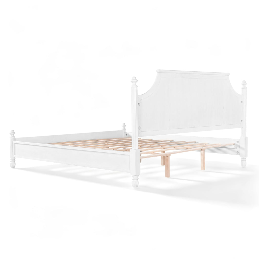 California King Wood Bed Frame with Fluted Spindle Post (White)