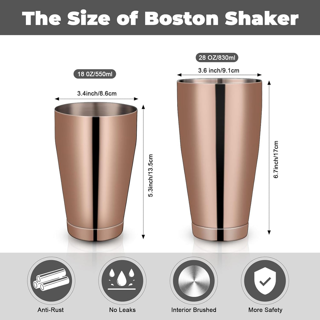 Shakers Bartending Boston Cocktail Shaker, Bronze - Set of 6