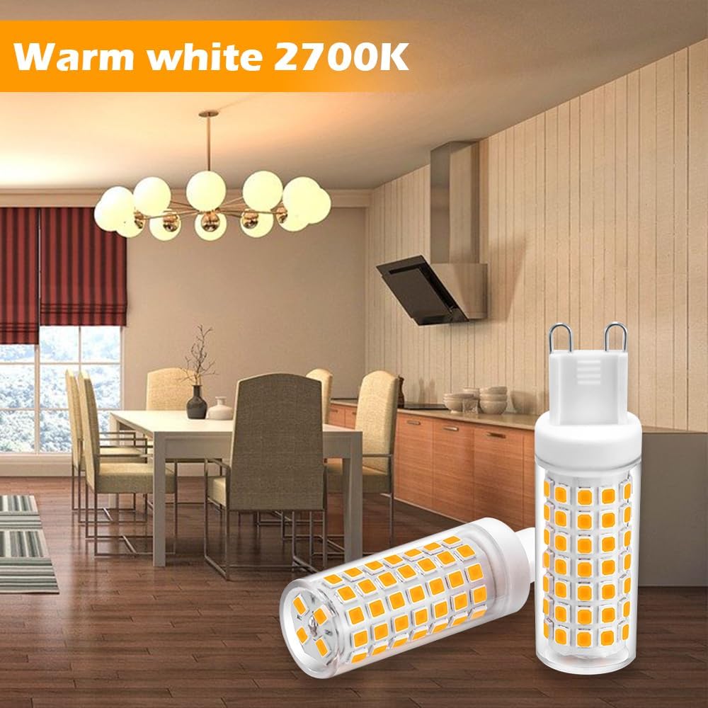 G9 LED Bulbs 7W G9 Bi-Pin Base 70W Halogen Bulbs Equivalent Warm White 2700K 800lm T4 Lamp Bulb, Non-Flicker