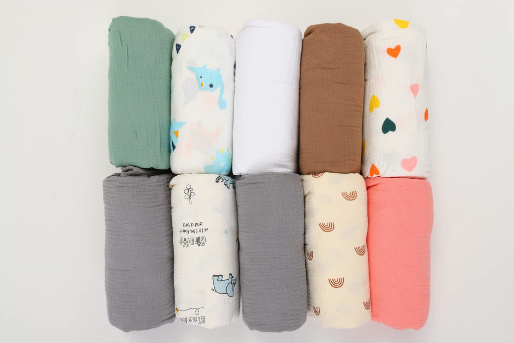 Muslin Crib Sheets 2 Pack, 52" x 28", Brown and Rainbow