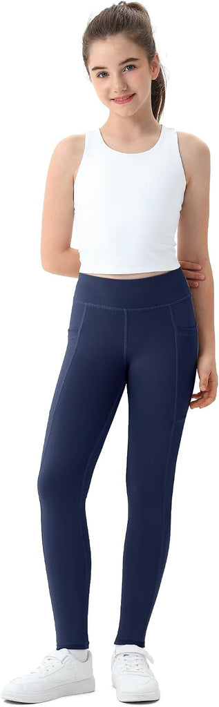 3 Pack Girls Athletic Leggings Kids Yoga Pants with Pockets