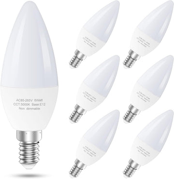 Type B E12 Candelabra LED Bulbs, 60-Watt Equivalent, 5000K