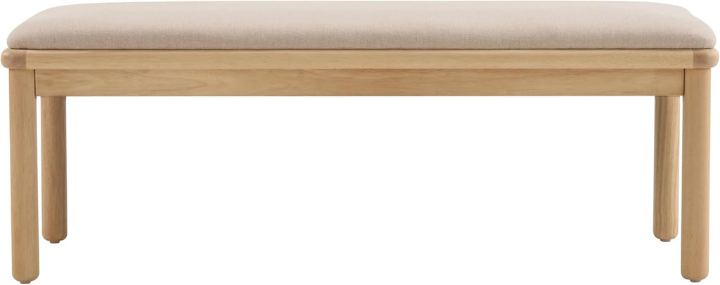 Tara 48" Linen-Look Fabric Upholstered End of Bed Ottoman Foot Rest, Wooden Ottoman Bench with Padded Seat, Long