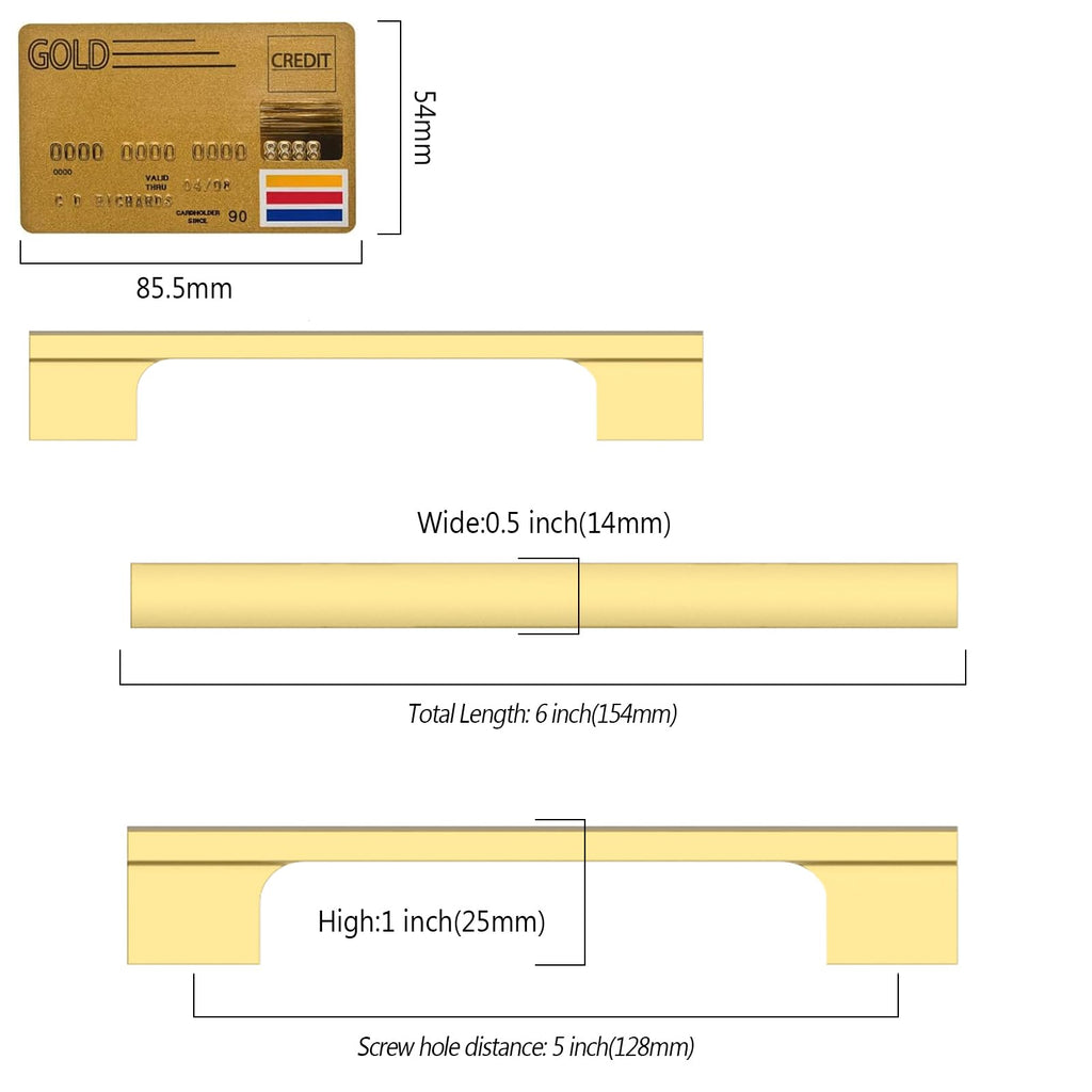 10 Pack Brushed Gold Cabinet Pulls 5 Inch(128MM) Hole Centers Kitchen Cabinet Handles Hardware