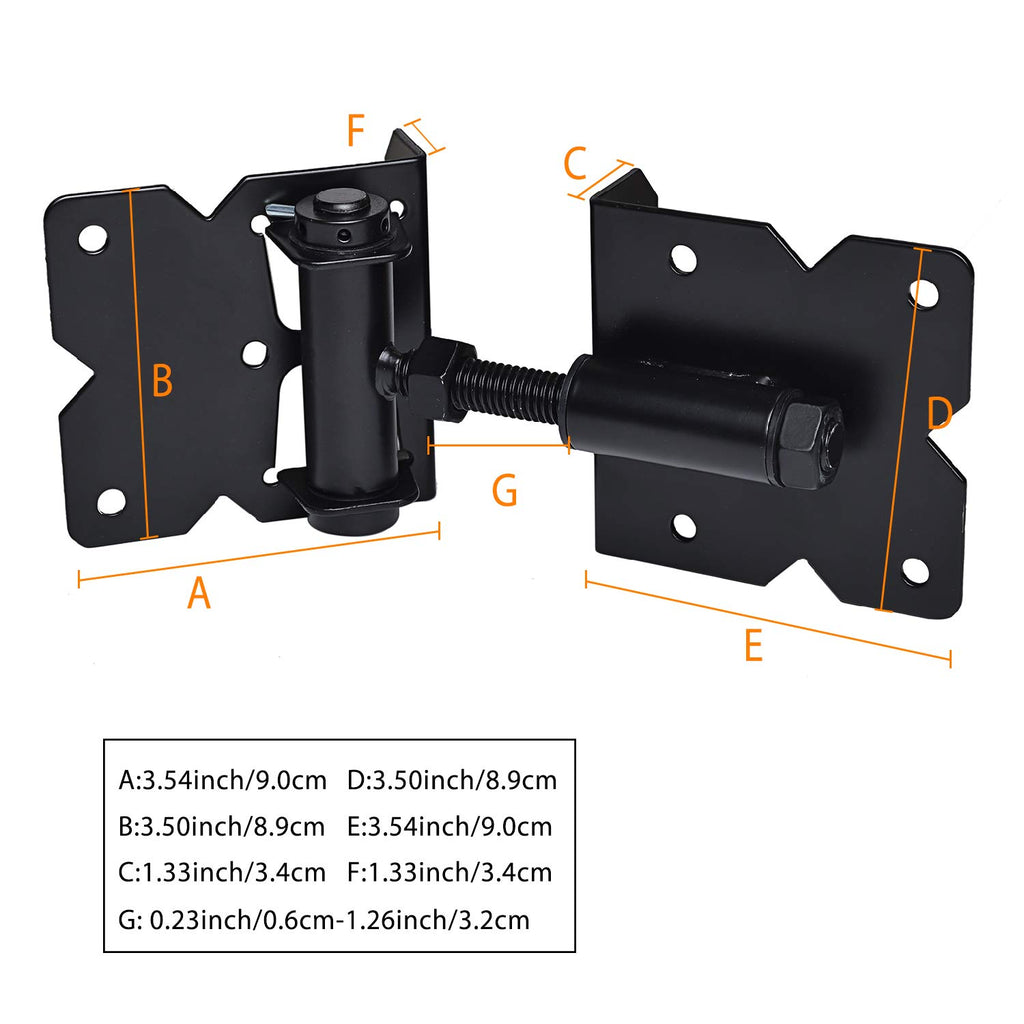Self Closing Gate Hinges Heavy Duty, 90 Degree Adjustable, 2 Pcs