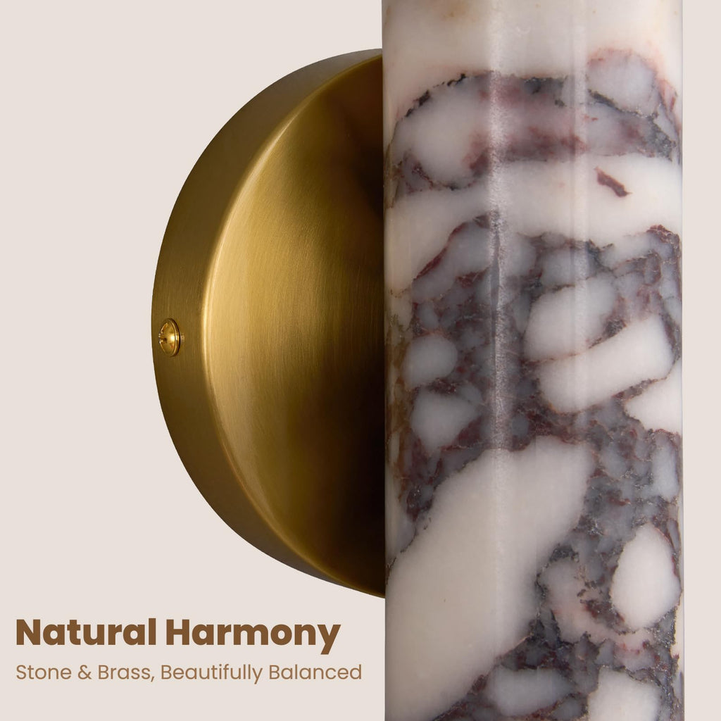 Modern Marble Sconce, 9.5" Natural Alabaster Wall Lights Set of 2