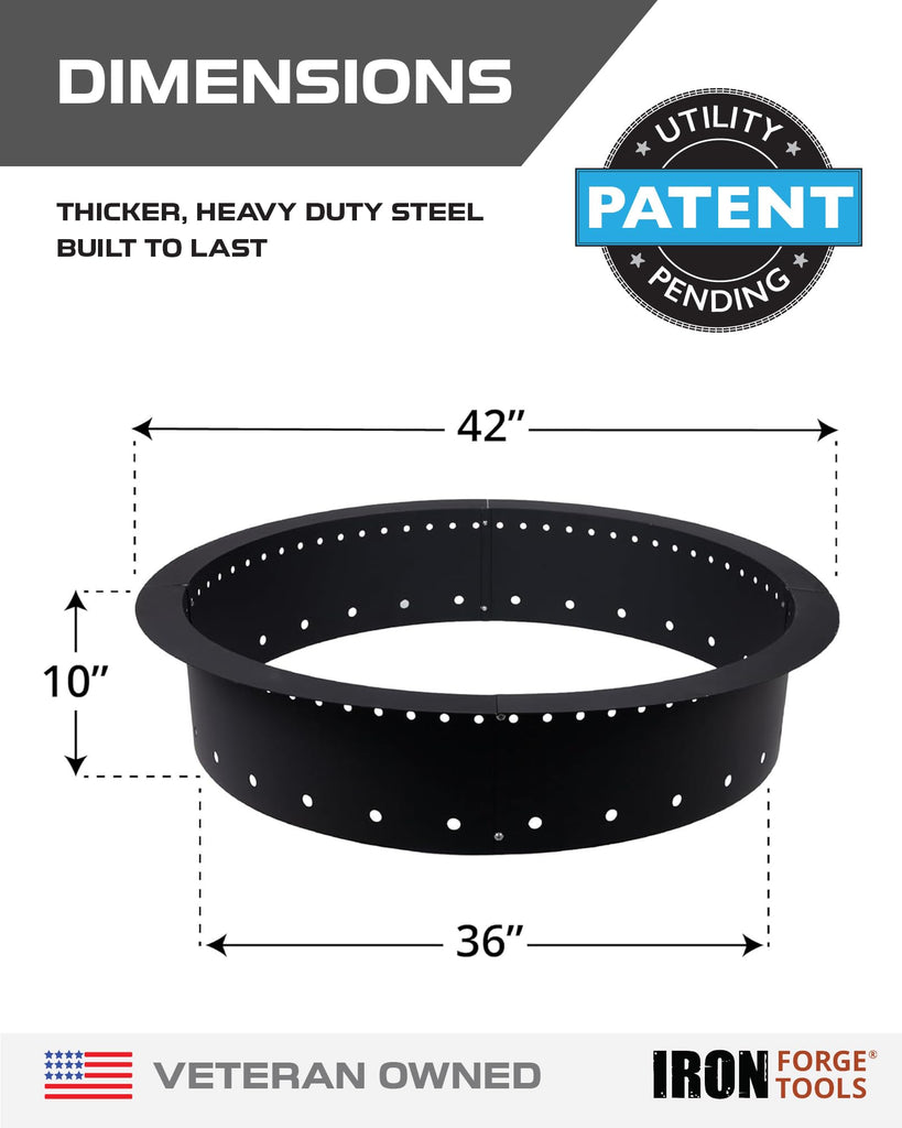 Smokeless Outdoor Fire Pit Ring Insert 42 Inch Round