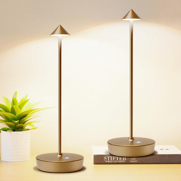 Set of 2 Cordless Rechargeable Led Table Lamp Battery Operated Light Bronze