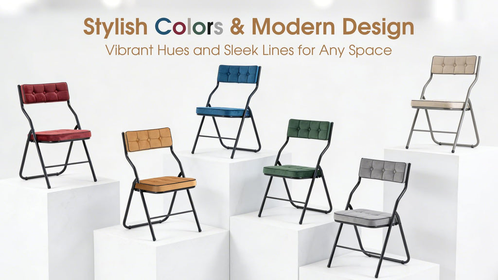 Padded Folding Chairs, Folding Chairs with Cushion Set of 4