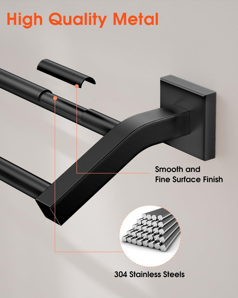 Double Towel Bar, 16 Inch Double Towel Racks, Matte Black