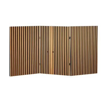 2 Ft Room Divider Screen Made Wood slats Portable Short Canvas Folding Screen 3 Panel Freestanding Separator Privacy