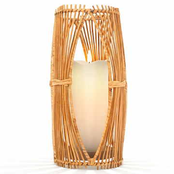 Handmade Boho Rattan Lantern - Rattan Lantern with Metal Frame for Indoor and Outdoor Home Decor, Decorative