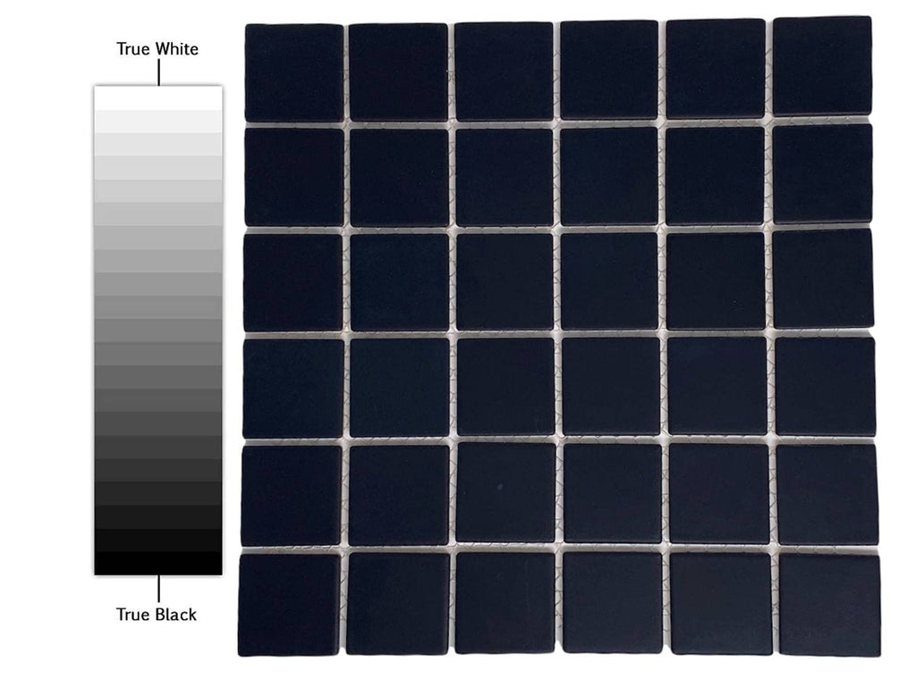 2x2 Matte Black Porcelain Mosaic Tile - Slip Resistant 12x12 Mesh-Mounted Sheet Floor, Shower Wall, Kitchen