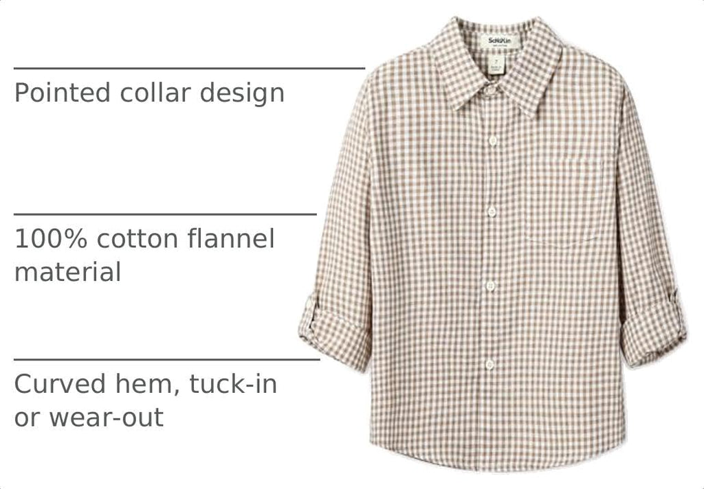 Boys Plaid Button Down Shirt Long Sleeve Lightweight Flannel Checkered Dress Shirts with Chest Pocket Gingham
