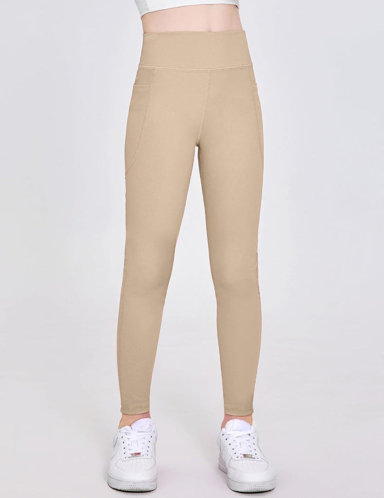 Girls Athletic Leggings Kids High Waist Yoga Pants with Pockets