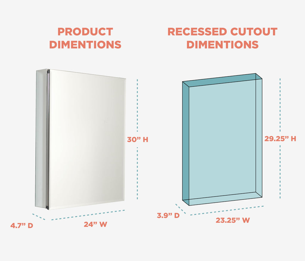 Bathroom Medicine Cabinet with Mirror, Frameless Bathroom Wall Cabinet with Rustproof Aluminum Body, 3 Adjustable