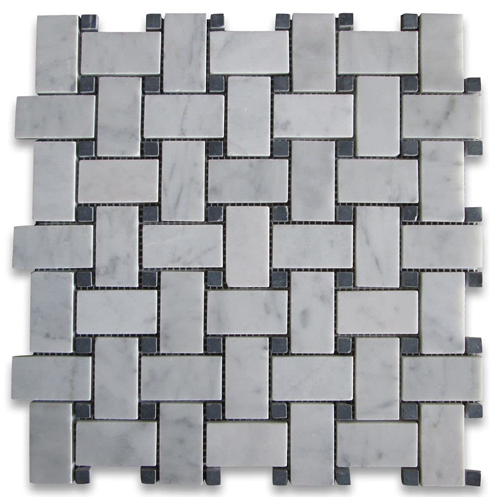Bianco Carrara Basketweave Marble Mosaic Tile