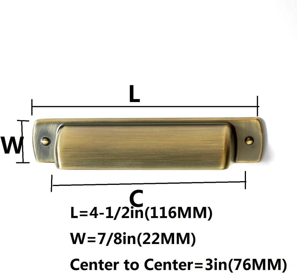 2 Pack 3" Drawer Pulls Brushed Antique Brass Cabinet Cup Pulls Kitchen Hardware Cabinet Handles Drawer Handles Knobs
