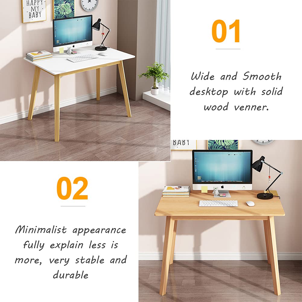 Simple Wooden Writing Desk - 39" W PC Laptop Computer Table, White