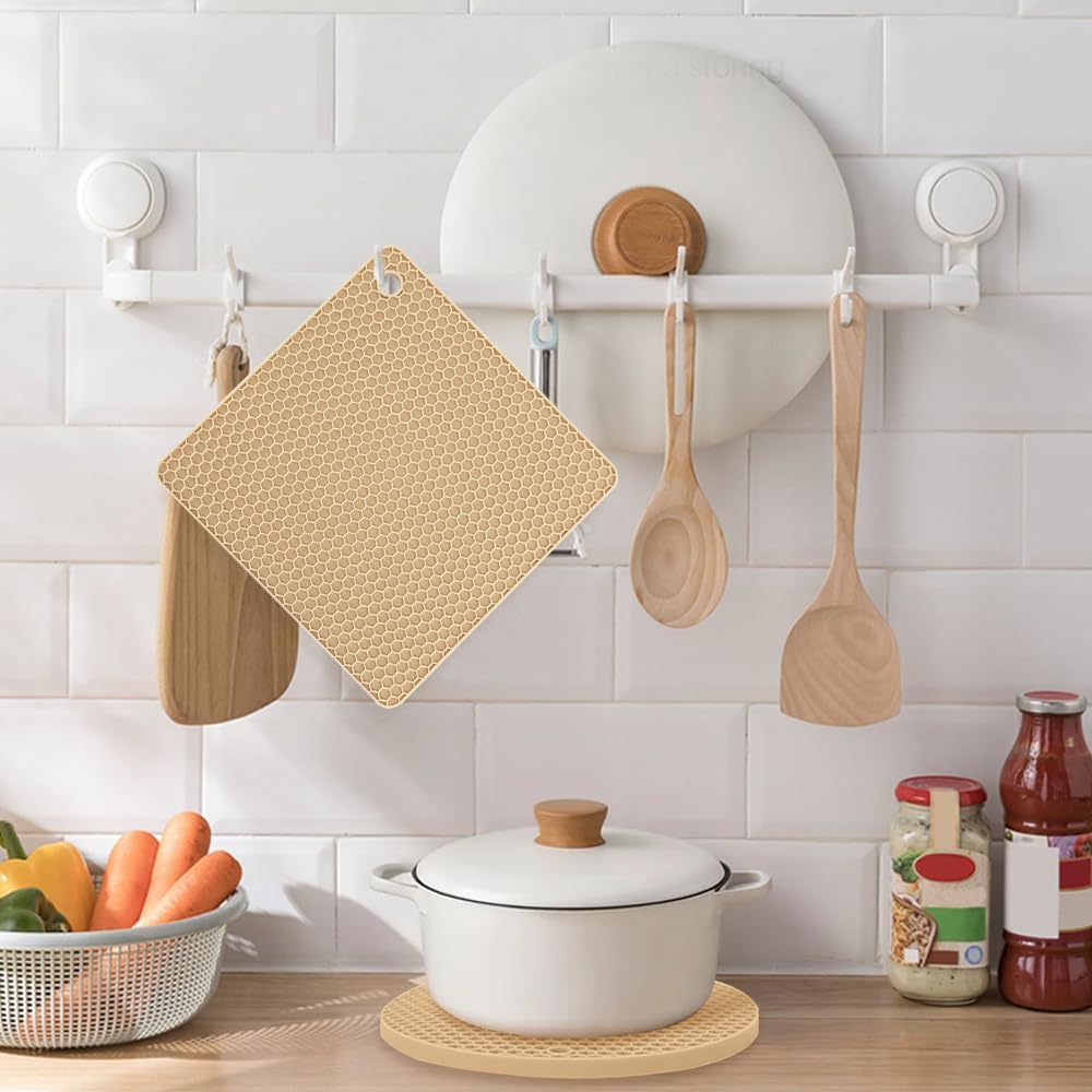 Silicone Trivets for Hot Pots and Pans, Pot Holders Hot Pads, Non-Slip & Heat Resistant Silicone Mats Counter - Set of 4