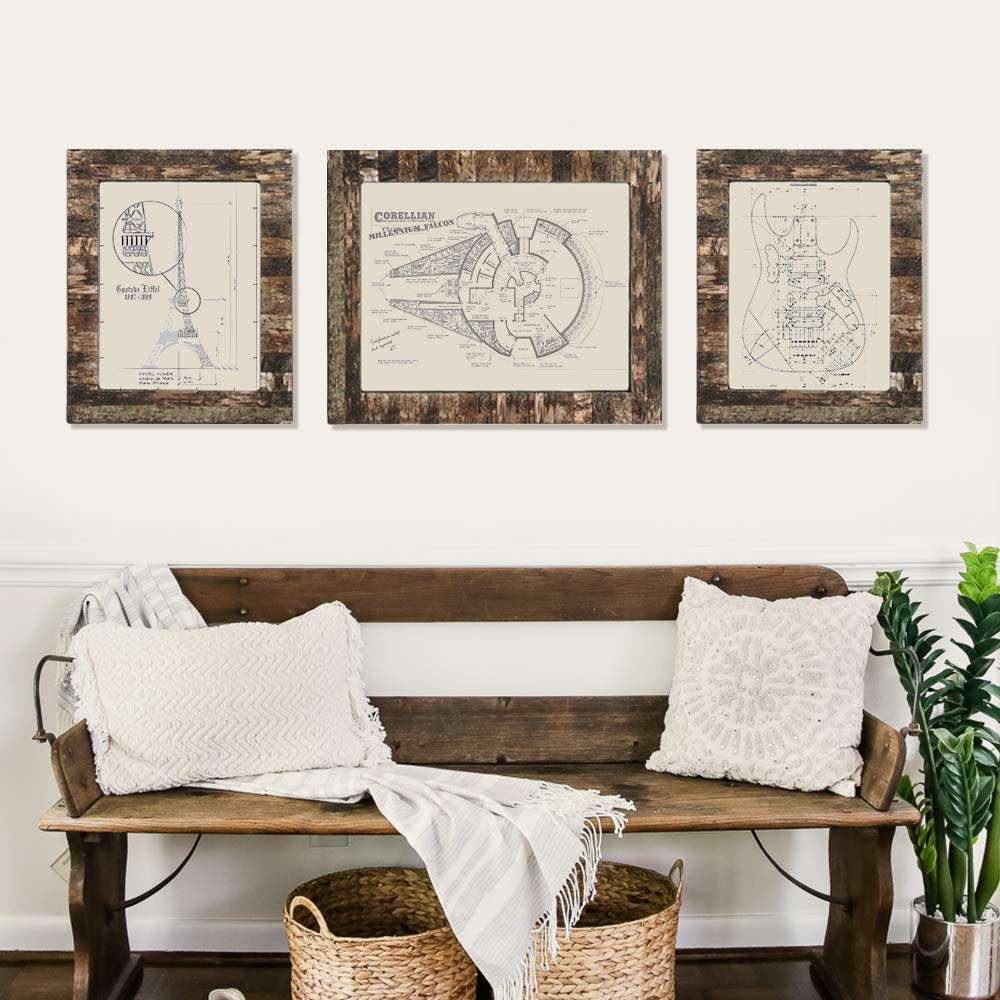 Rustic 11x14 Wooden Picture Frames, Real Birch Bark Veener, Natural