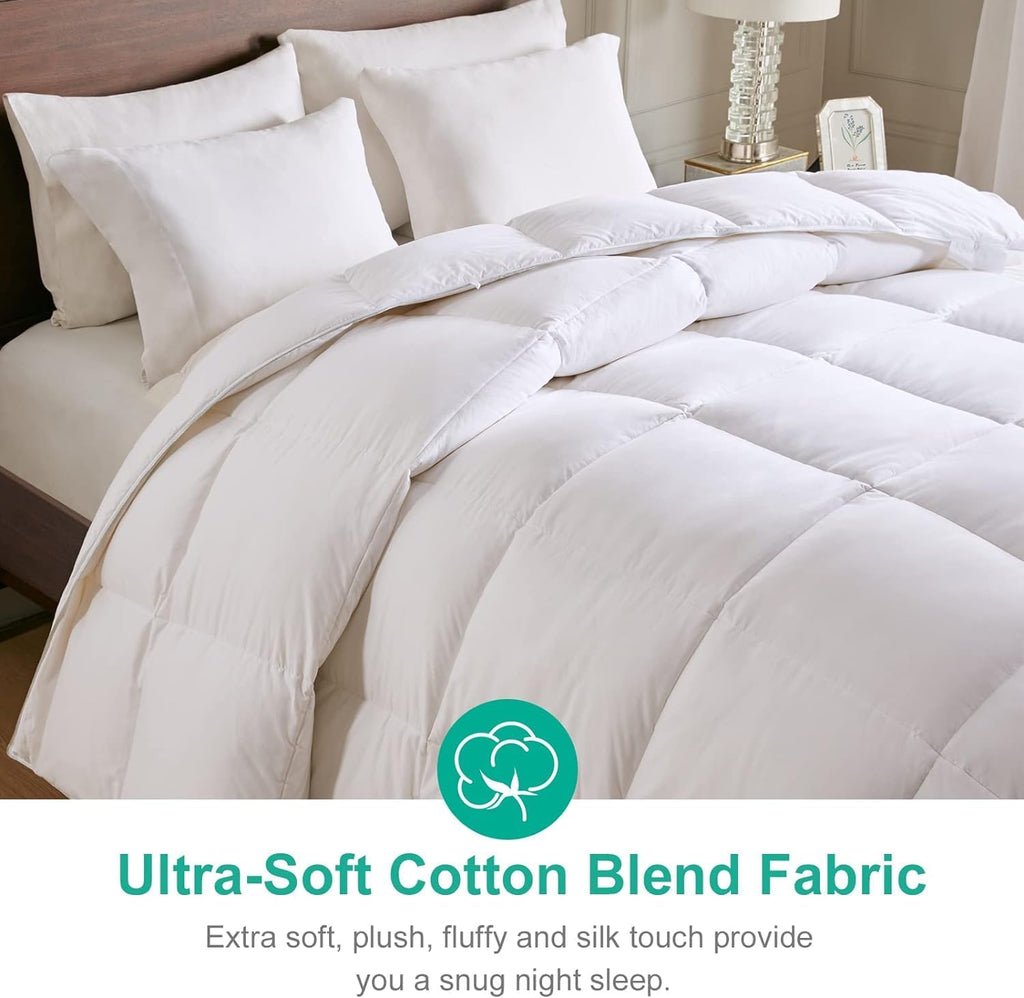 Lightweight Down Feather Fibers Comforter King - Cooling Bed Comforter, Hotel Collection High Fill-Power Thin Duvet