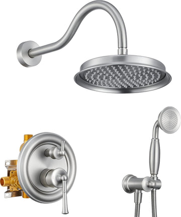 Shower System, 9 Inch Shower Faucet Set with Handheld, Nickel