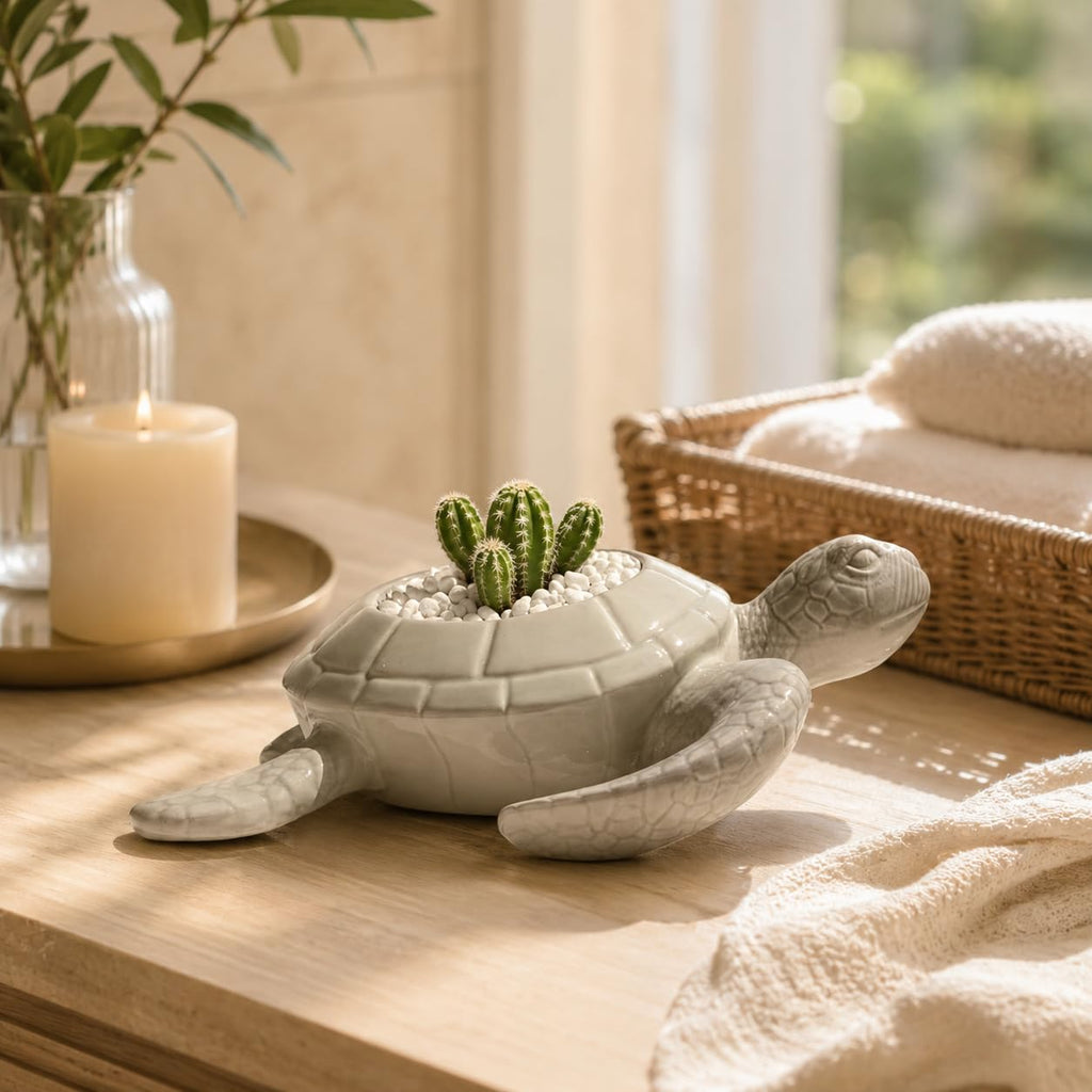 9 Inch Sea Turtle Succulent Planter, Coastal Decor