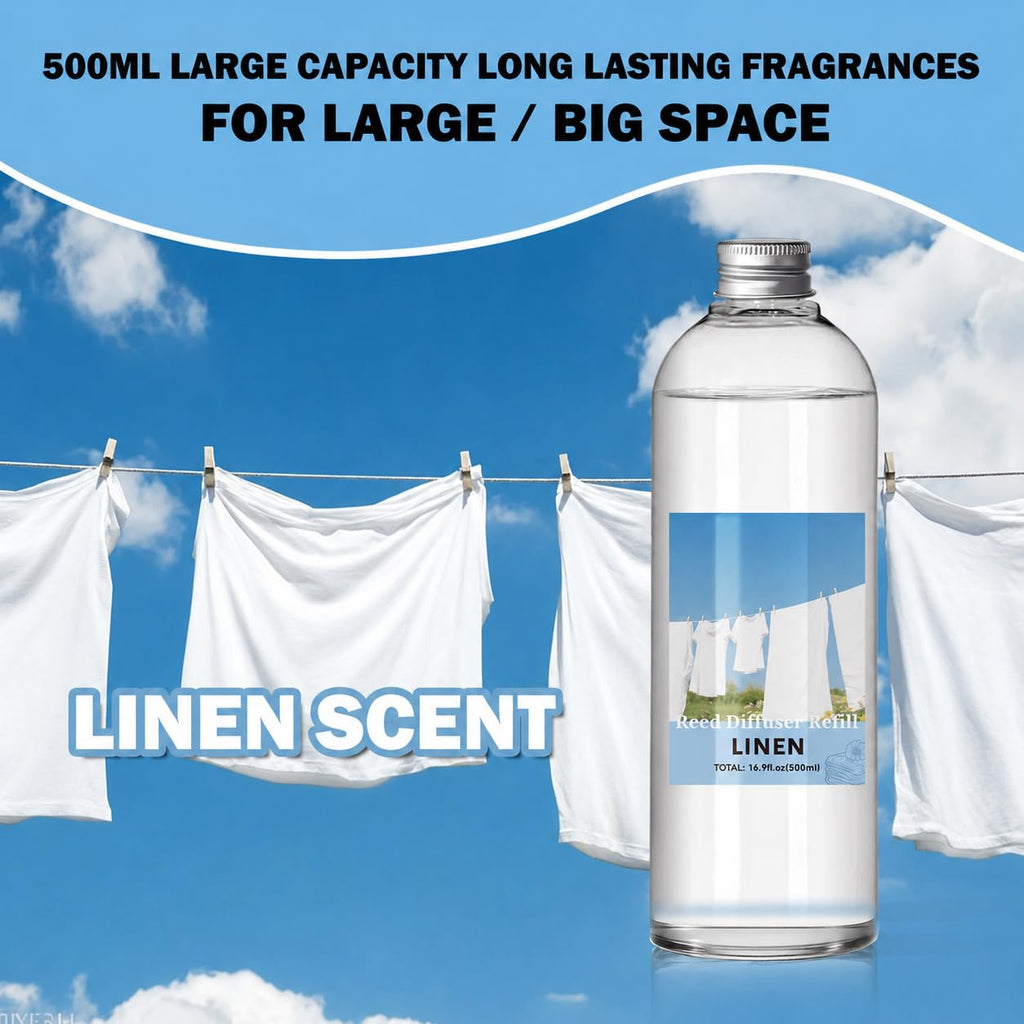 Linen Diffuser Reed Diffuser Oil Refill, 16.9 FL OZ & 6 Sticks