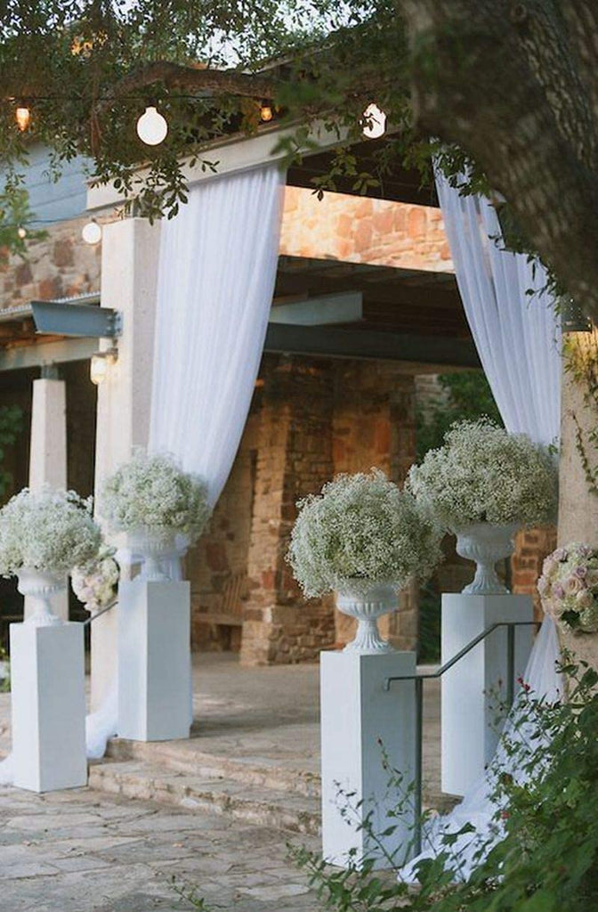 58/60" Solid Color Chiffon Fabric Rustic Sheer Bridal Wedding Party Decorations Backdrop, White (10 Yard, White)
