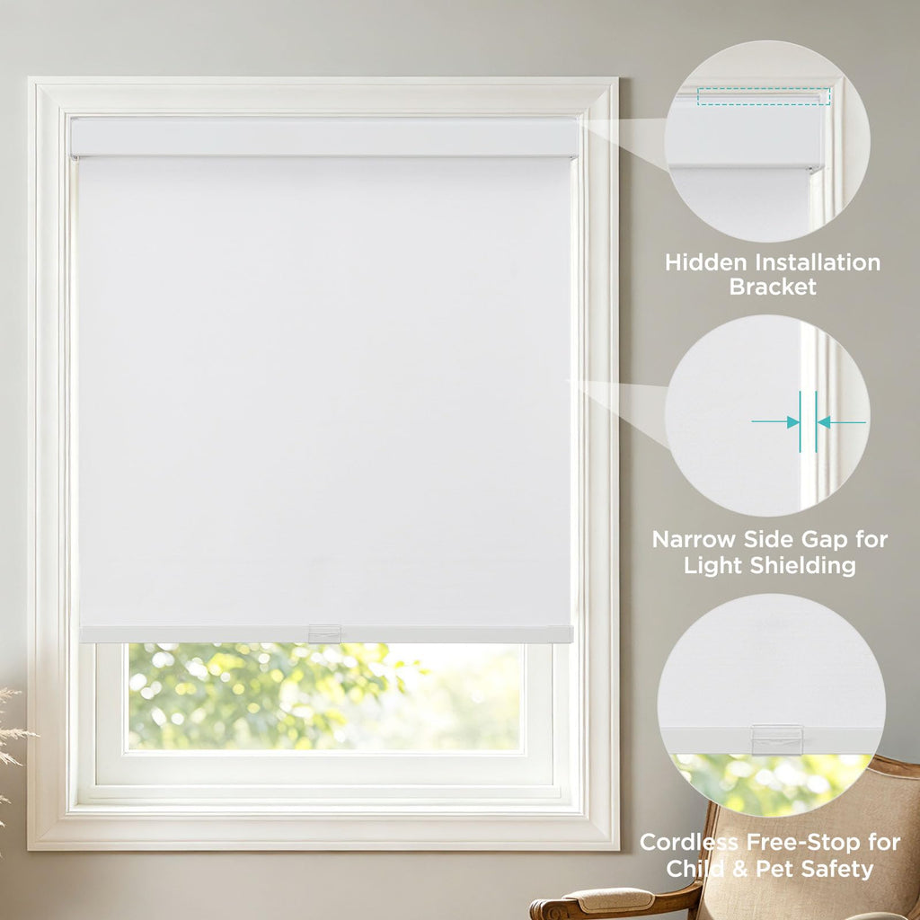 Blackout Roller Shades for Indoor Windows, White